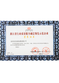 浙江省質(zhì)量服務(wù)誠(chéng)信領(lǐng)先示范企業(yè)